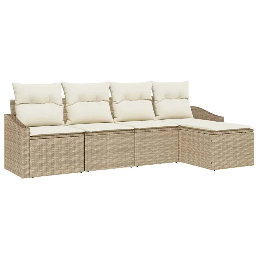 Ensemble de Canapés avec coussin 5 pcs Beige et crème polyrotin - 2