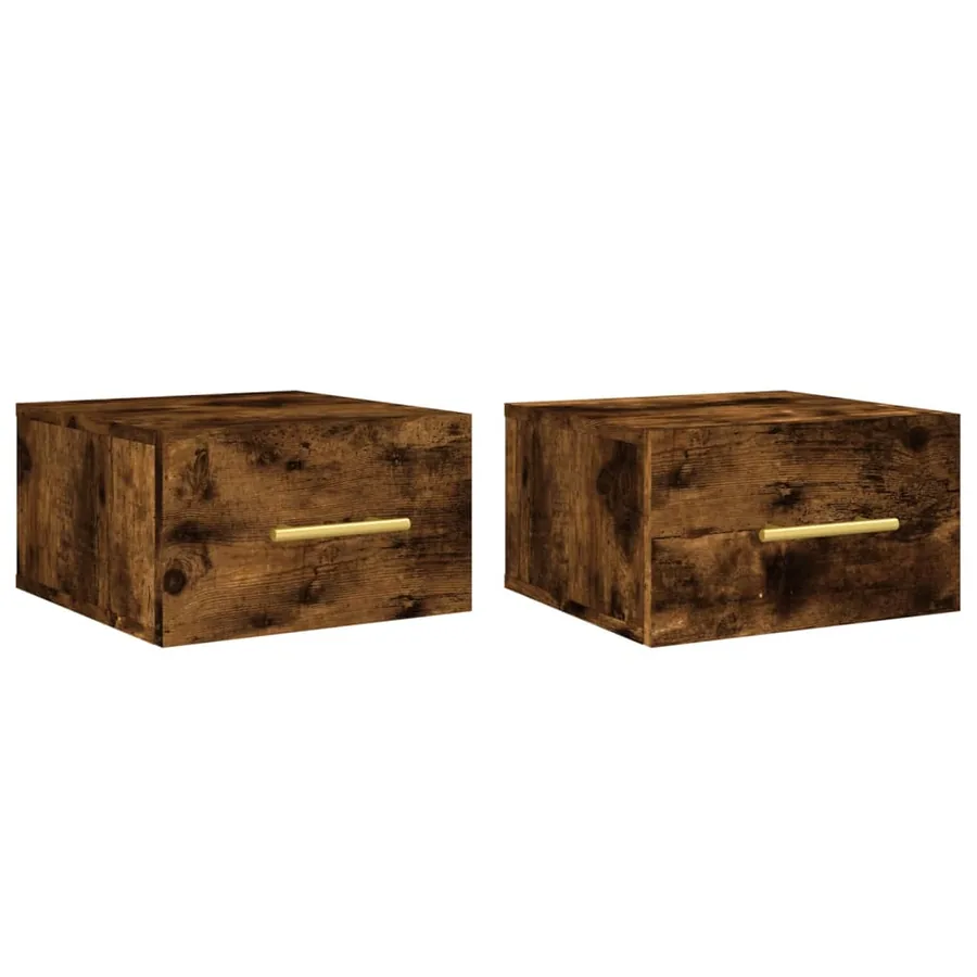 Tables de chevet murales 2 pcs chêne fumé 35x35x20 cm - 2