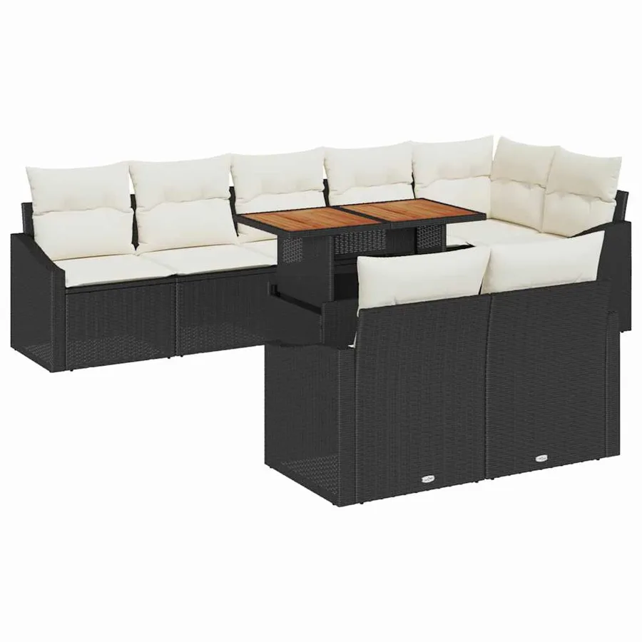 Ensemble de canapé de jardin 9 pcs Noir Poly rotin - 2