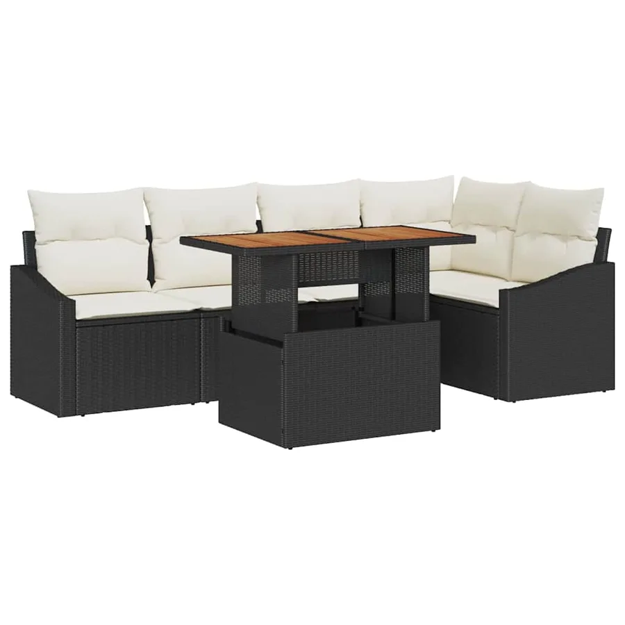Ensemble de canapé de jardin 6 pcs Noir Poly rotin - 2