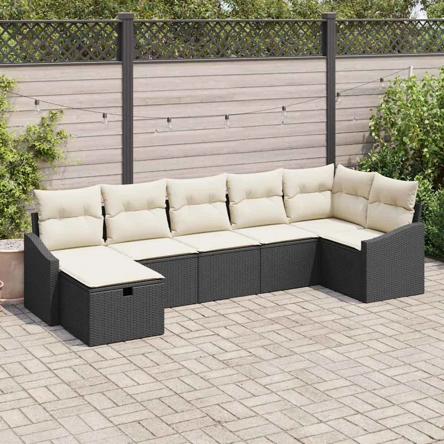 Ensemble de Canapés avec coussin 7 pcs polyrotin