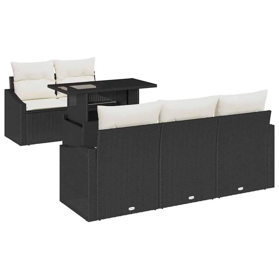 Ensemble de canapé de jardin 6 pcs Noir Poly rotin - 2