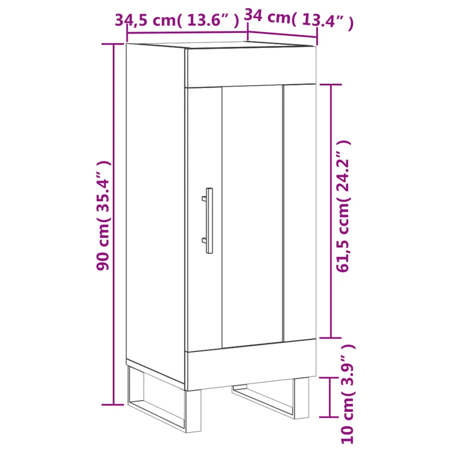 Buffet Chêne marron 34,5x34x90 cm Bois d'ingénierie - 13
