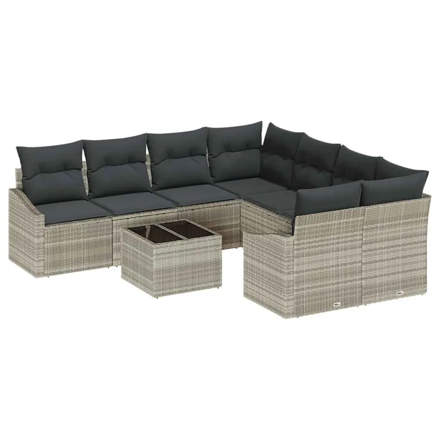 Ensemble de Canapés 9 pcs Gris clair et gris foncé polyrotin - 2