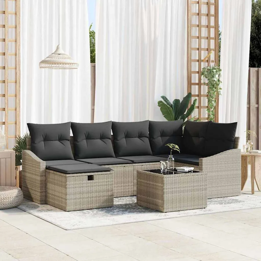 Ensemble de Canapés avec coussin 6 pcs polyrotin