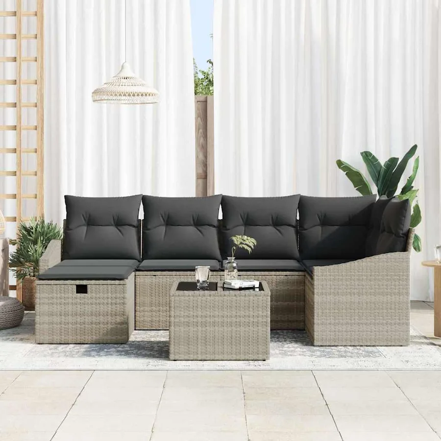 Ensemble de Canapés avec coussin 6 pcs polyrotin - 3