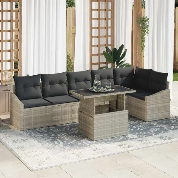 Ensemble de canapé de jardin 7 pcs Gris clair et gris foncé