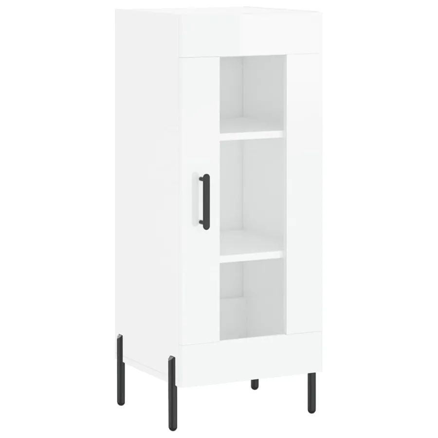 Buffet Blanc brillant 34,5x34x90 cm Bois d'ingénierie - 2