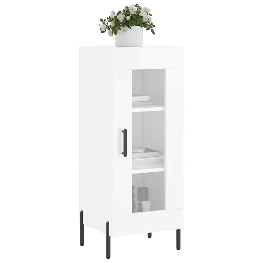 Buffet Blanc brillant 34,5x34x90 cm Bois d'ingénierie - 3