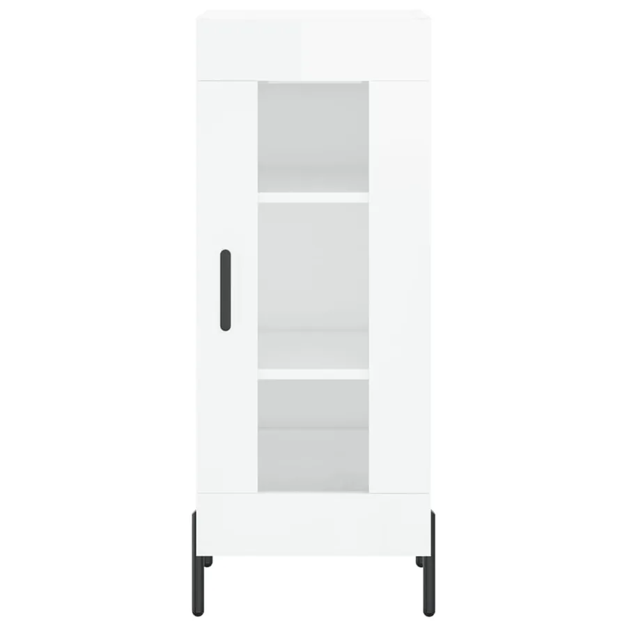 Buffet Blanc brillant 34,5x34x90 cm Bois d'ingénierie - 5