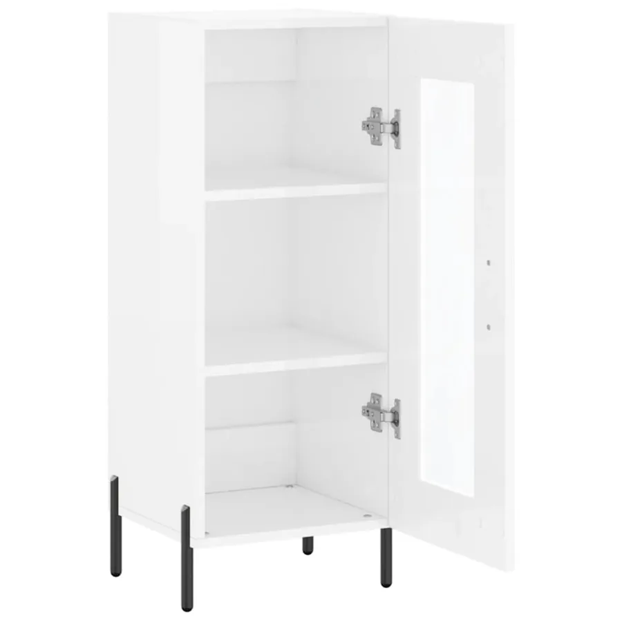 Buffet Blanc brillant 34,5x34x90 cm Bois d'ingénierie - 6