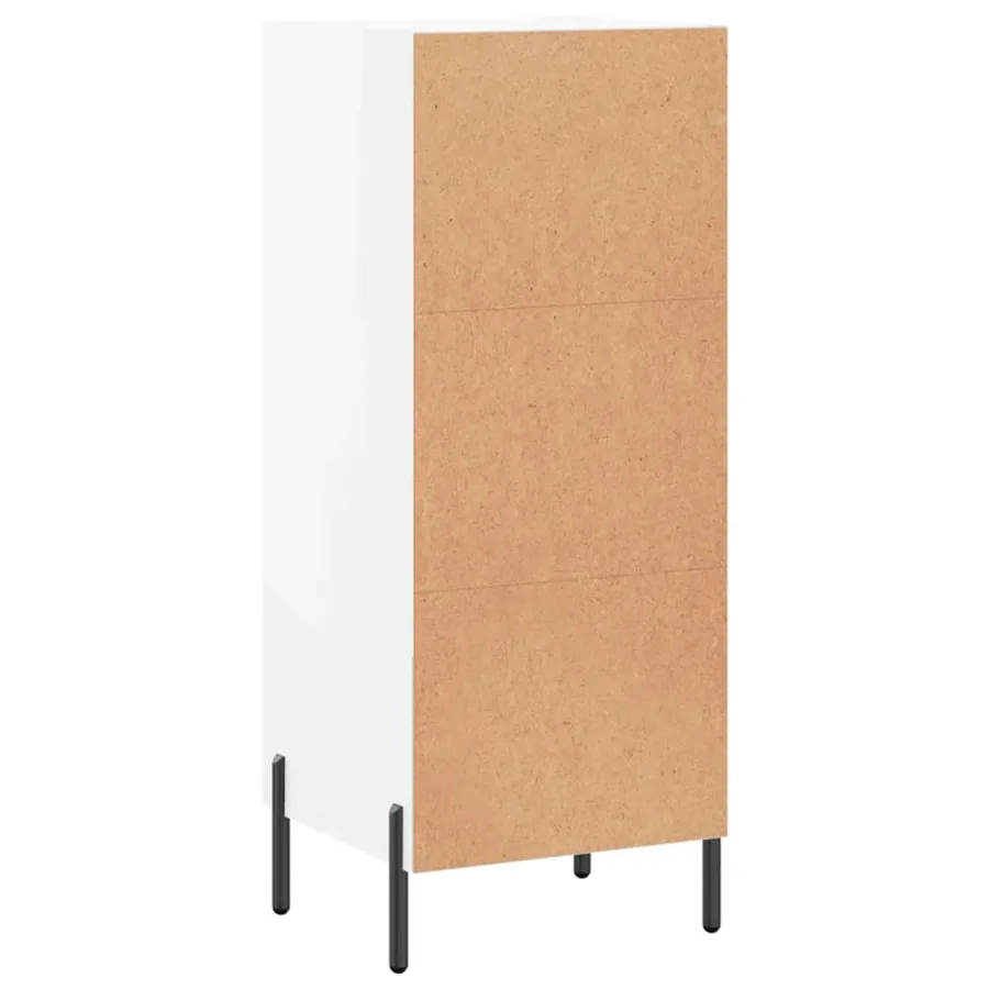 Buffet Blanc brillant 34,5x34x90 cm Bois d'ingénierie - 8