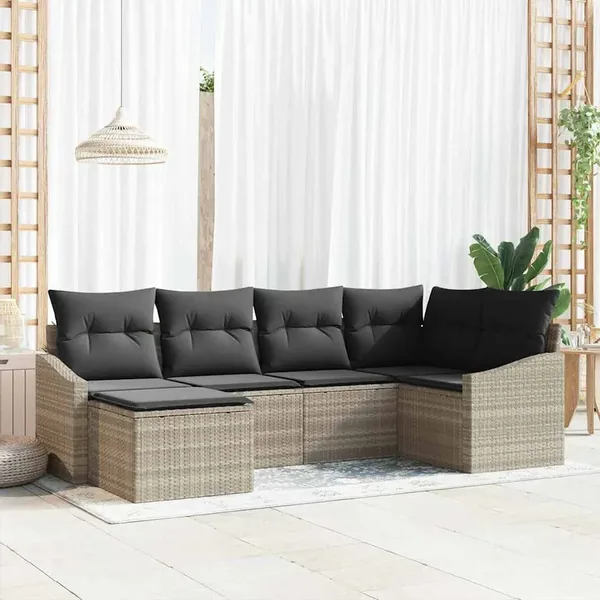 Ensemble de salle à manger pour jardin 6 pcs Gris clair