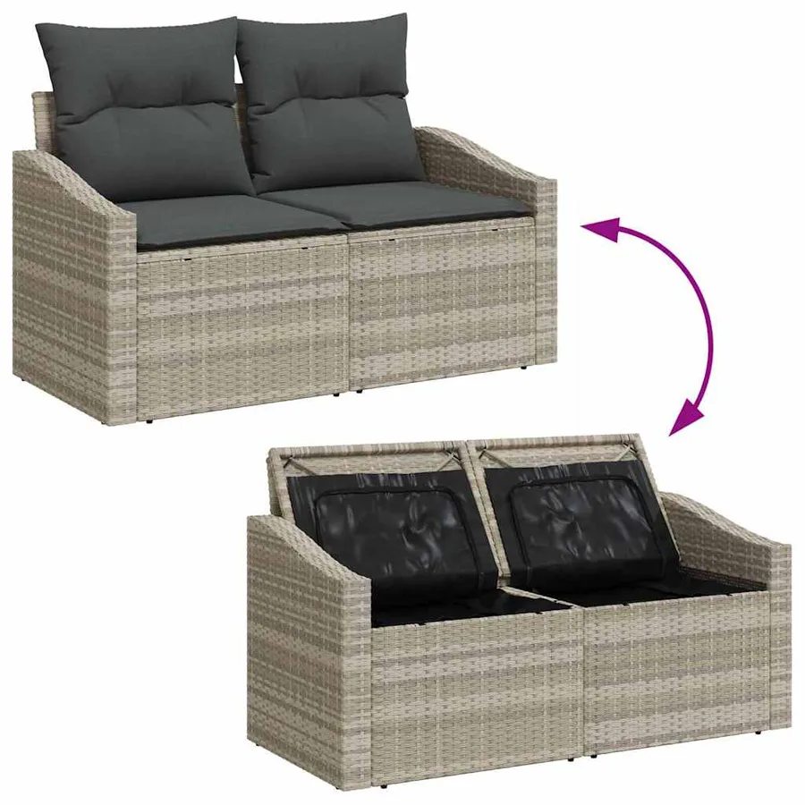 Ensemble de canapé de jardin 8 pcs Gris clair polyrotin - 10