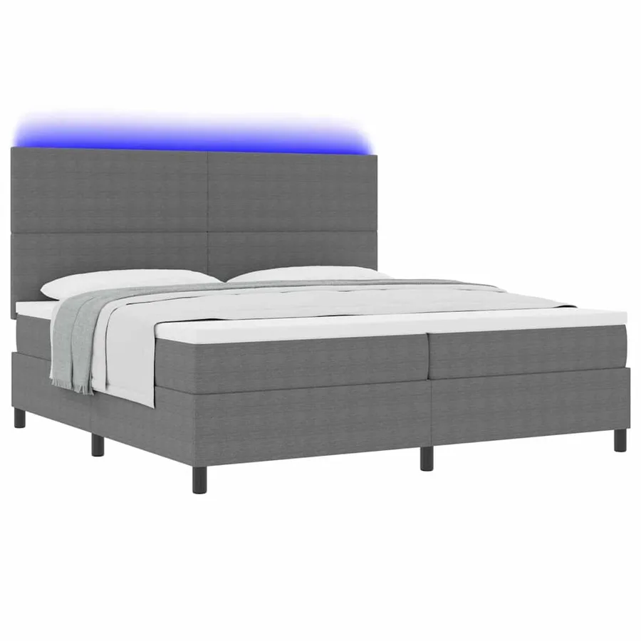 Lit à ressort LED Gris clair et blanc 200 x 200 cm - 3
