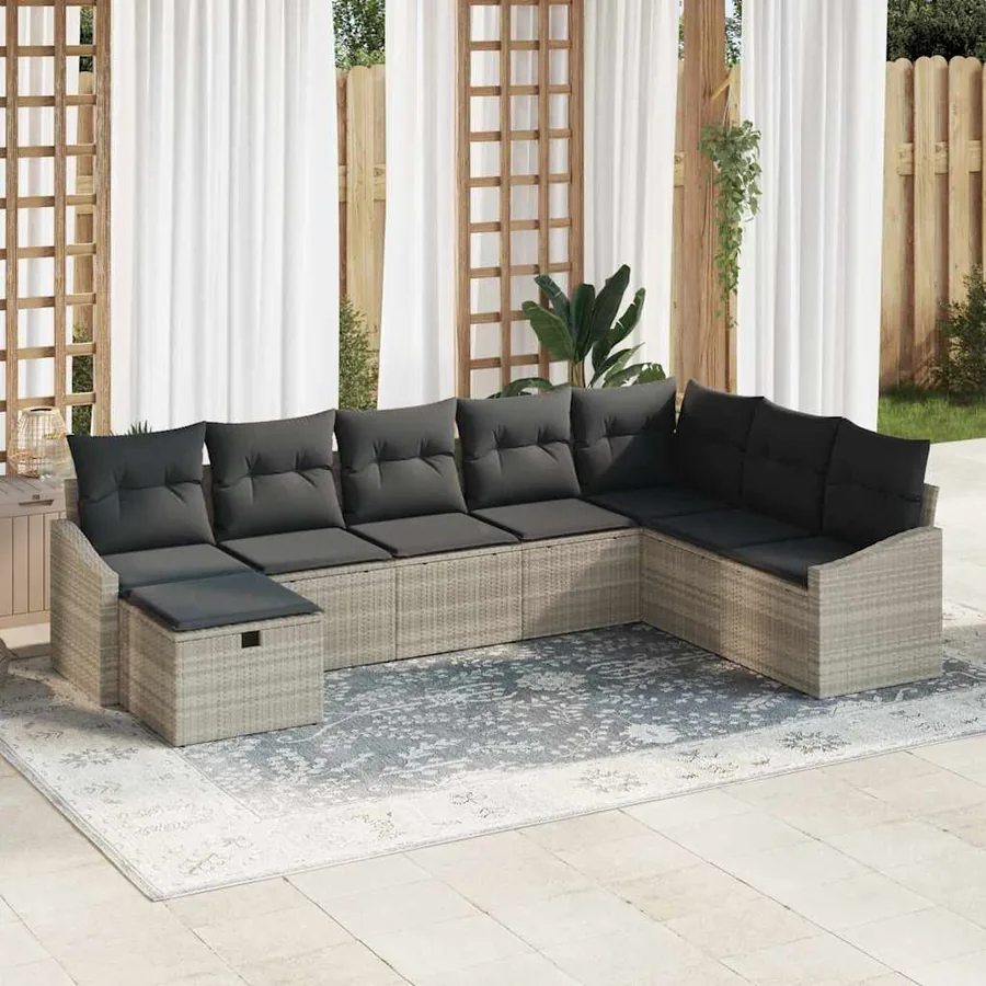 Ensemble de Canapés avec coussin 9 pcs polyrotin