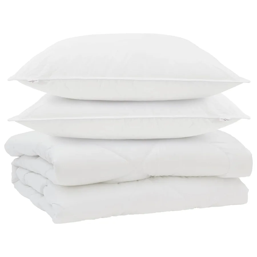 Couette avec oreiller 3 pcs Blanc Microfibre - 2