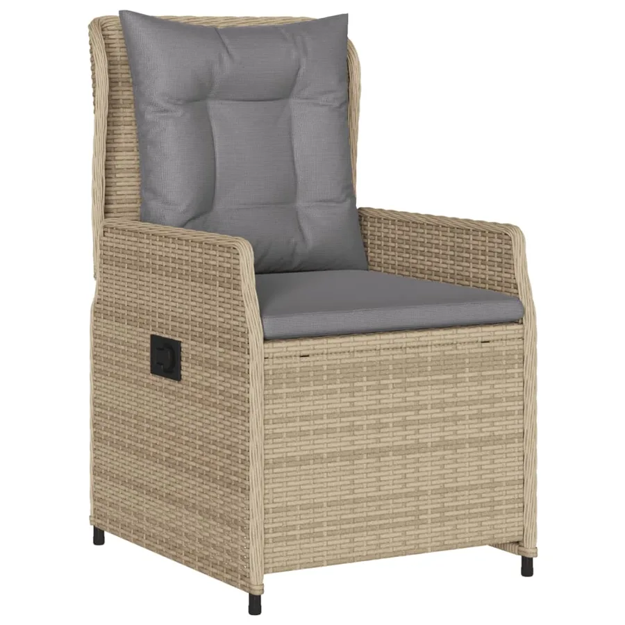 Ensemble à manger de jardin avec coussins 5pcs Beige poly rotin - 3
