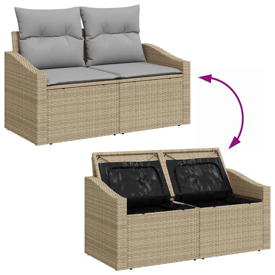 Ensemble de canapé de jardin 9 pcs Beige Poly rotin - 11