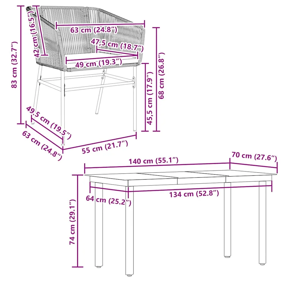 Ensemble à manger de jardin et coussins 5 pcs noir rotin verre - 10
