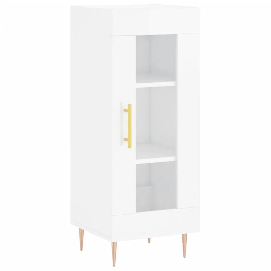 Buffet Blanc brillant 34,5x34x90 cm Bois d'ingénierie - 2