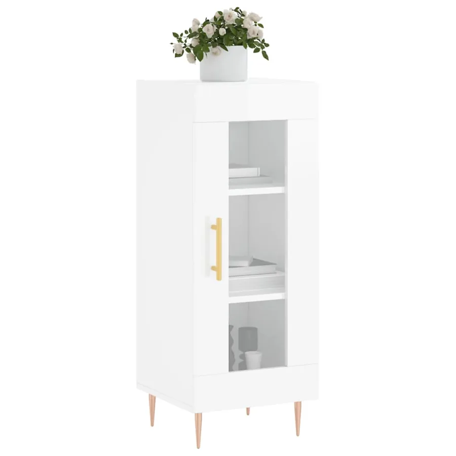 Buffet Blanc brillant 34,5x34x90 cm Bois d'ingénierie - 3