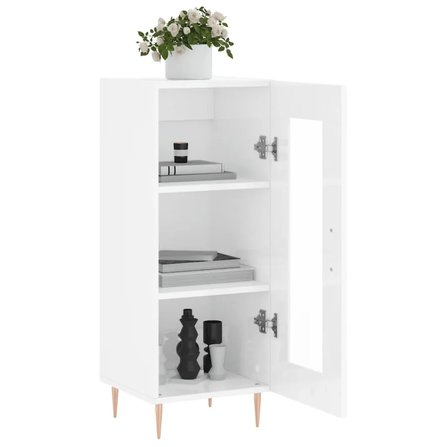 Buffet Blanc brillant 34,5x34x90 cm Bois d'ingénierie - 4