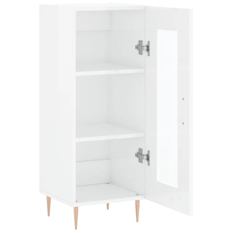 Buffet Blanc brillant 34,5x34x90 cm Bois d'ingénierie - 6