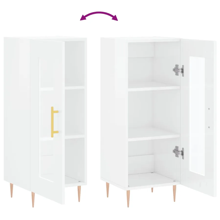 Buffet Blanc brillant 34,5x34x90 cm Bois d'ingénierie - 9