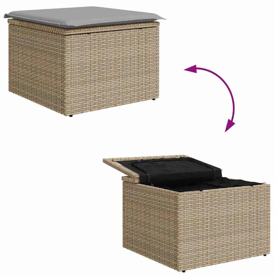 Ensemble de canapé de jardin 9 pcs Beige Poly rotin - 16