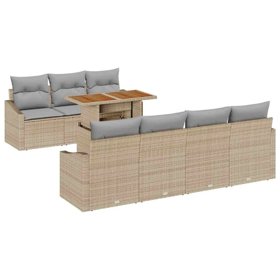 Ensemble de canapé de jardin 8 pcs Beige Poly rotin - 2