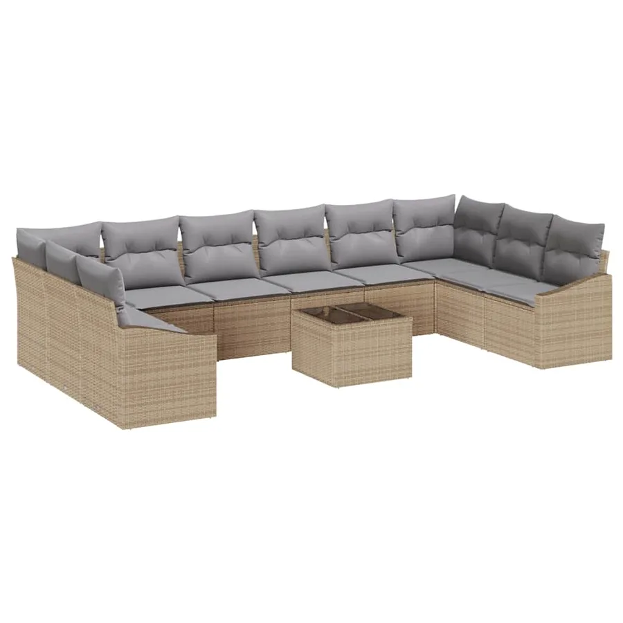 Ensemble de canapé de jardin Beige et Gris clair polyrotin - 2