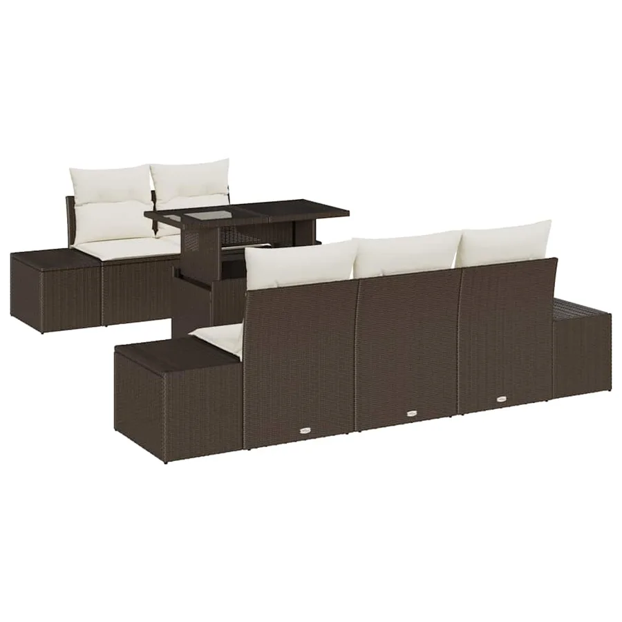 Ensemble de Canapés 6 pcs Marron et Crème polyrotin - 2
