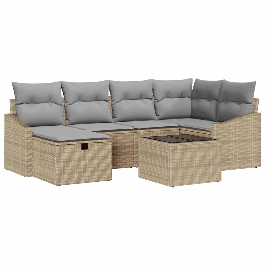 Ensemble de Canapés avec coussin 7 pcs polyrotin - 2
