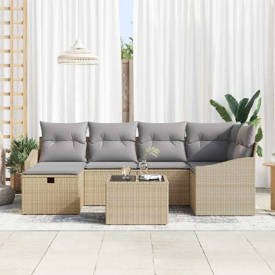 Ensemble de Canapés avec coussin 7 pcs polyrotin - 3