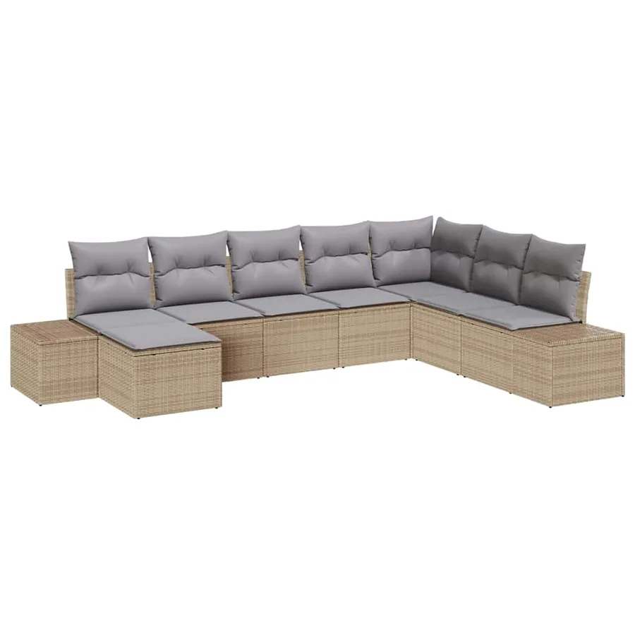 Ensemble de canapé de jardin avec coussin 8 pcs polyrotin - 2