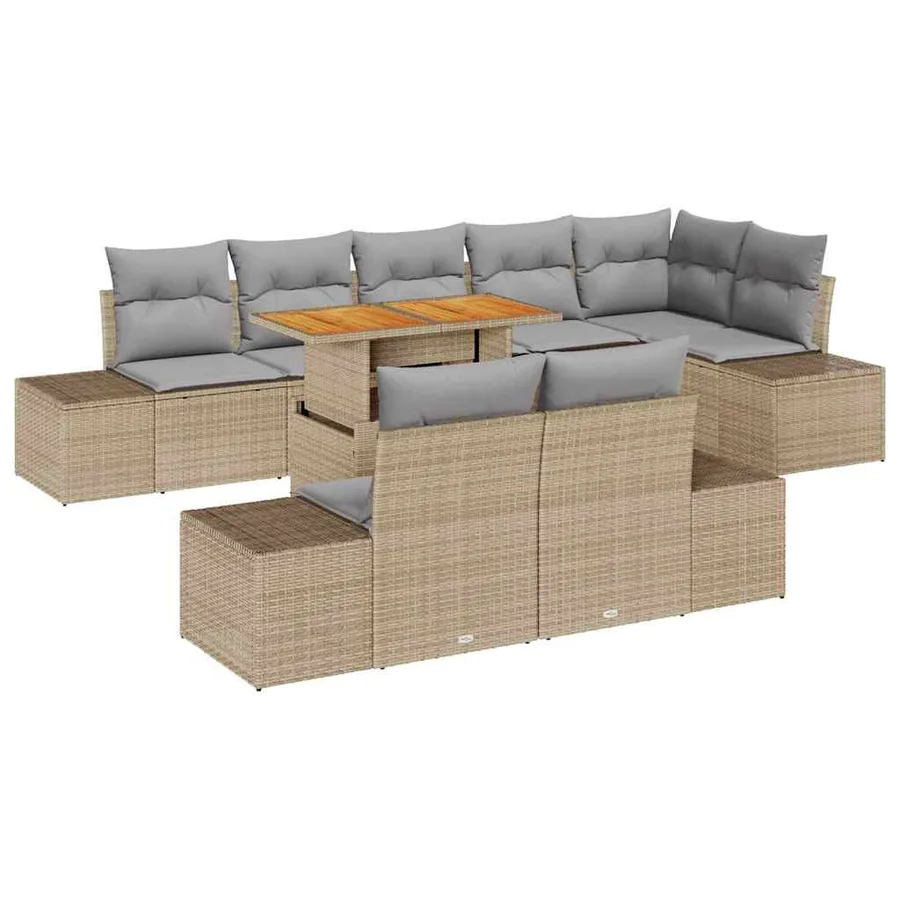 Ensemble de canapé de jardin 9 pc Beige et gris - 2