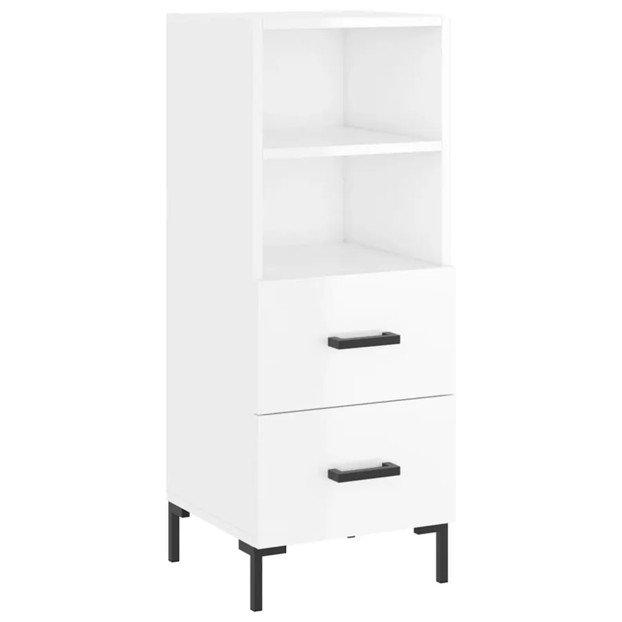 Buffet Blanc brillant 34,5x34x90 cm Bois d'ingénierie - 2