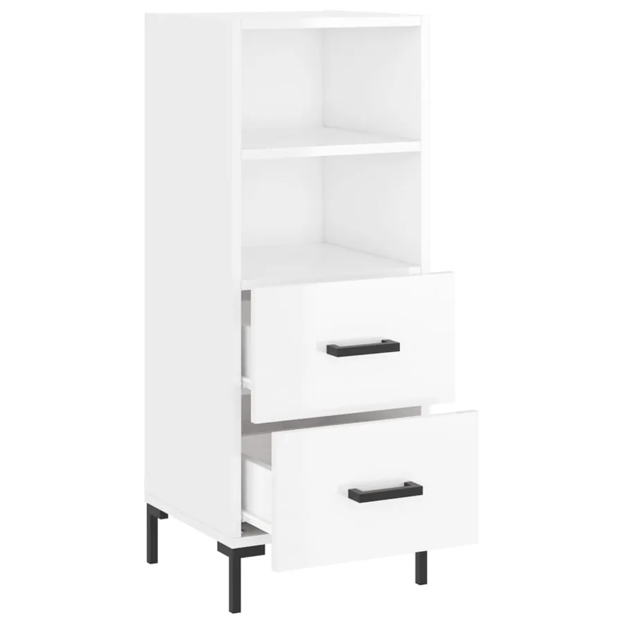 Buffet Blanc brillant 34,5x34x90 cm Bois d'ingénierie - 5