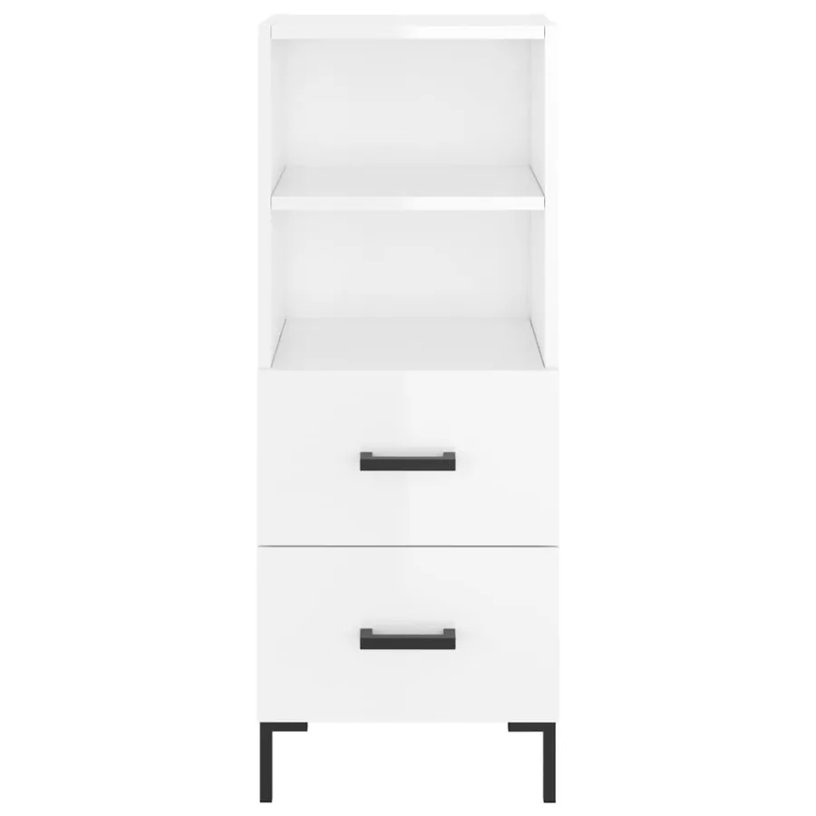 Buffet Blanc brillant 34,5x34x90 cm Bois d'ingénierie - 6