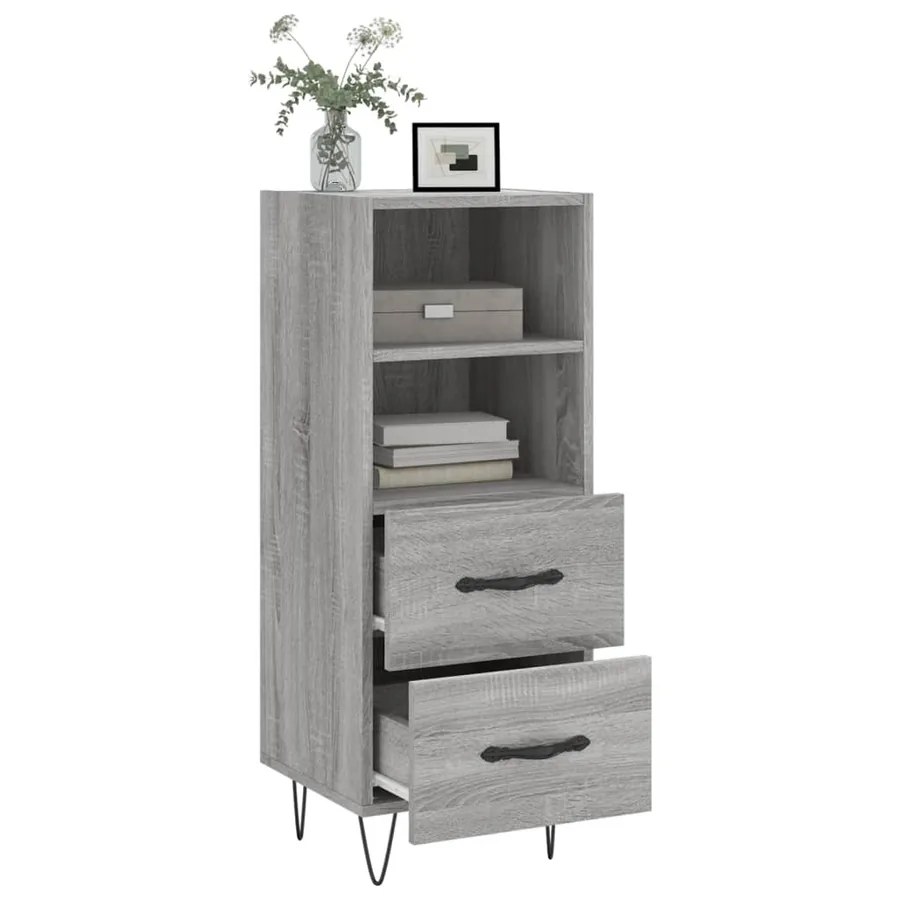 Buffet Sonoma gris 34,5x34x90 cm Bois d'ingénierie - 4
