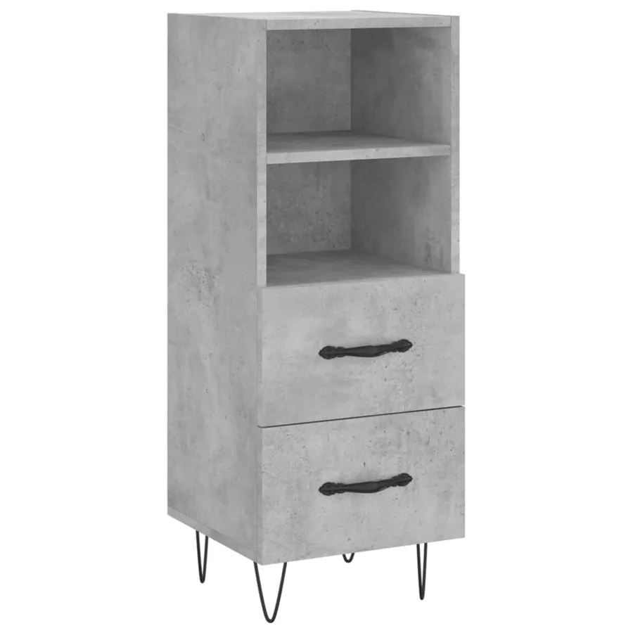 Buffet Gris béton 34,5x34x90 cm Bois d'ingénierie - 2