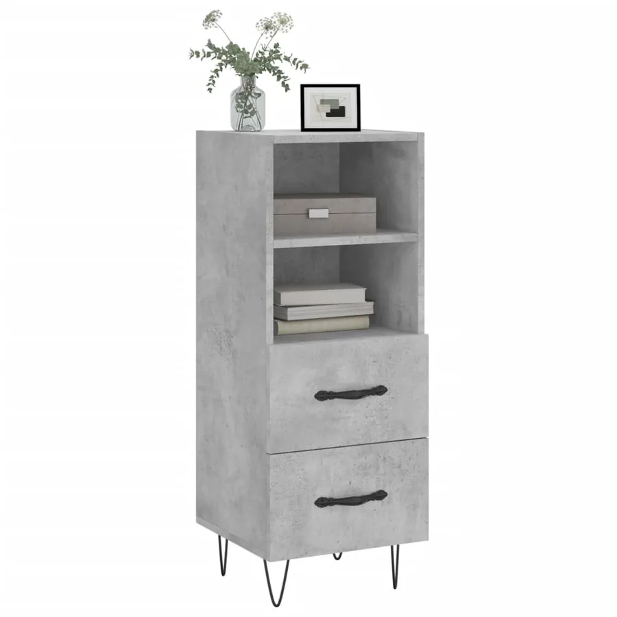 Buffet Gris béton 34,5x34x90 cm Bois d'ingénierie - 3