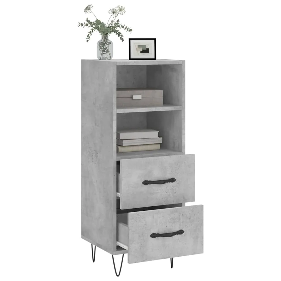 Buffet Gris béton 34,5x34x90 cm Bois d'ingénierie - 4