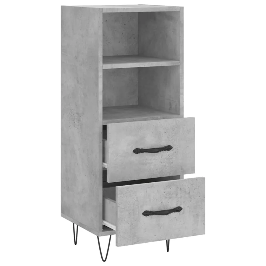 Buffet Gris béton 34,5x34x90 cm Bois d'ingénierie - 5