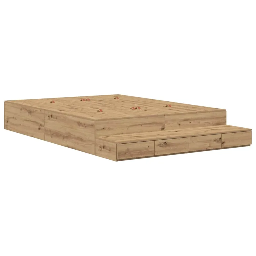 Cadre de lit avec rangement avec tiroir Chêne artisanal 160 cm - 2