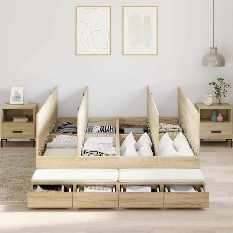 Cadre de lit avec rangement avec tiroir Chêne Sonoma 160 cm - 4