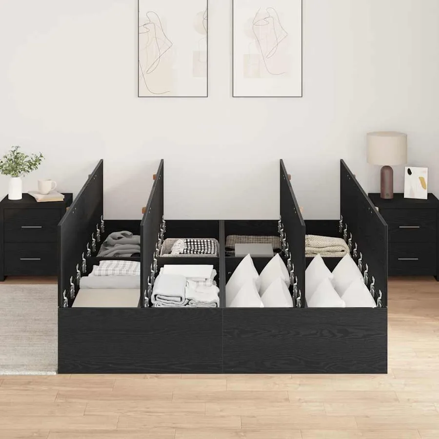 Cadre de lit avec rangement Chêne noir 160 x 200 cm - 3