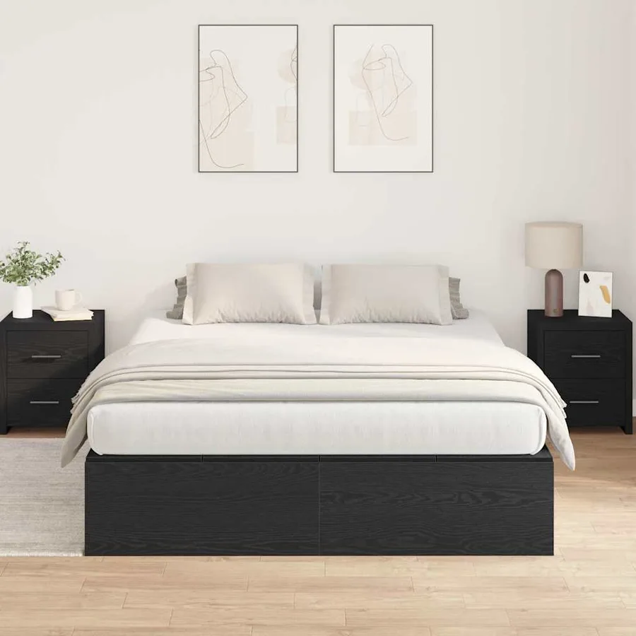 Cadre de lit avec rangement Chêne noir 160 x 200 cm - 4