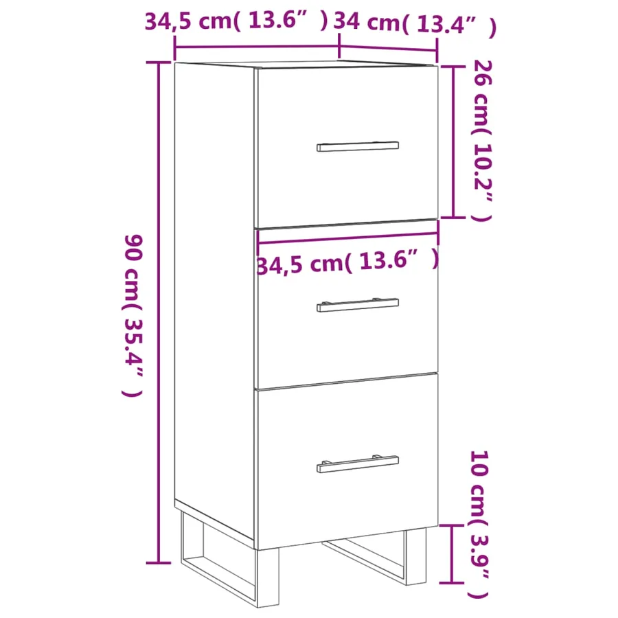Buffet Gris béton 34,5x34x90 cm Bois d'ingénierie - 12